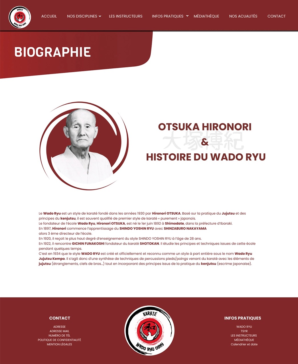 Maquette sur la biographie d'Otsuka Hironori