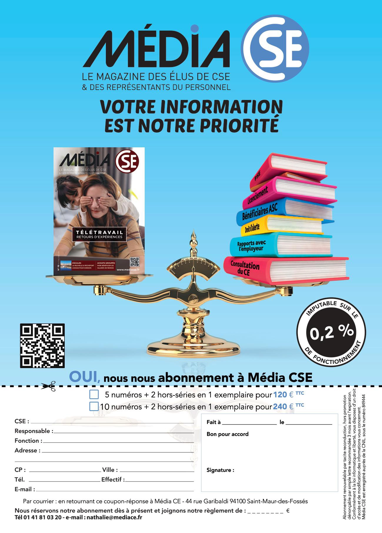 Formulaire d'abonnement de Média CSE